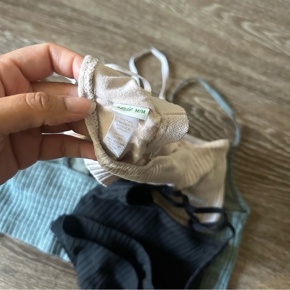 Aerie Ribbed Camisole Trio - Black, Green, Pink Medium - Picture 6 of 7